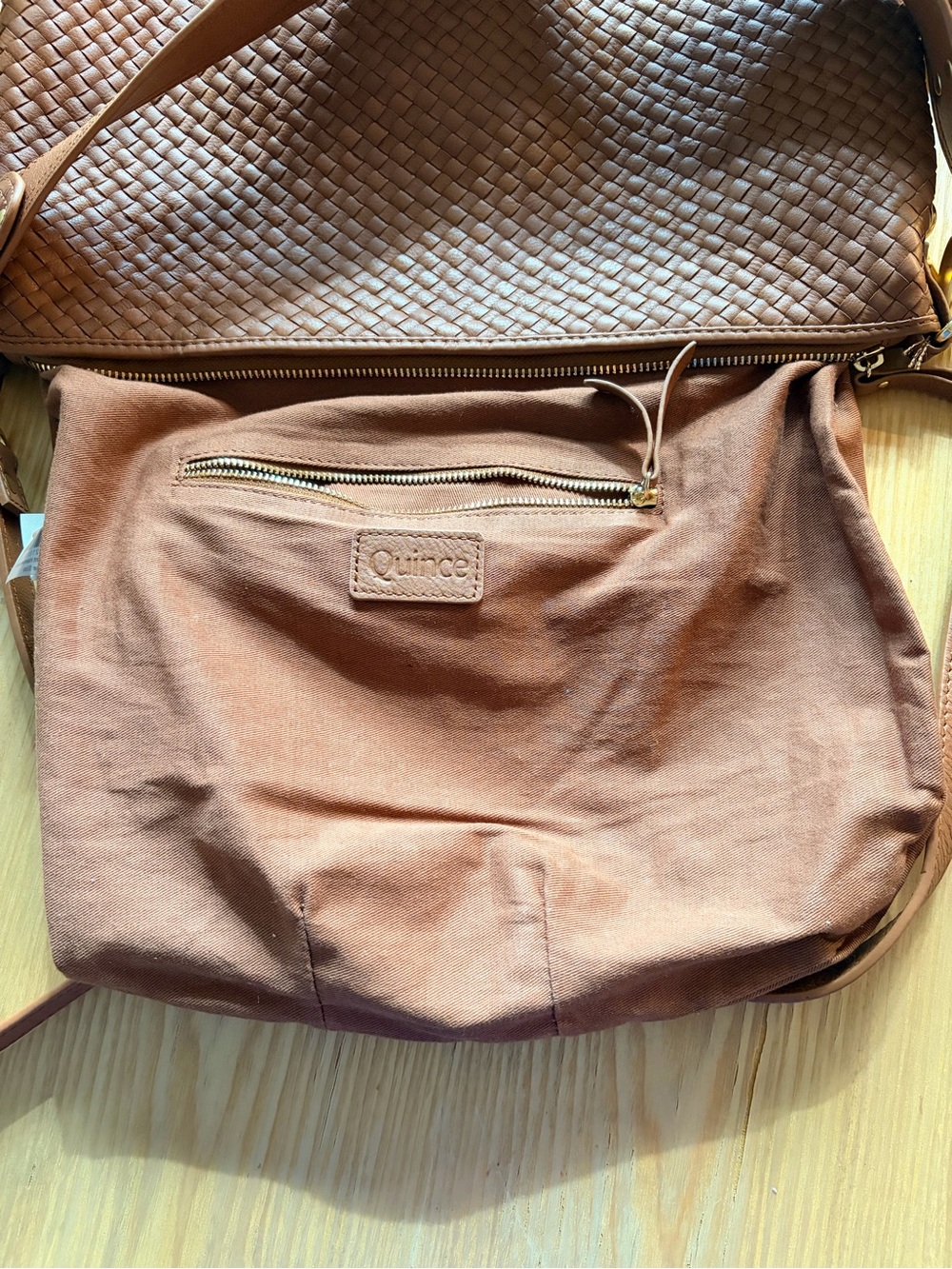 Sloane Handwoven Crescent Shoulder Bag in Cognac Quince - Picture 7 of 9
